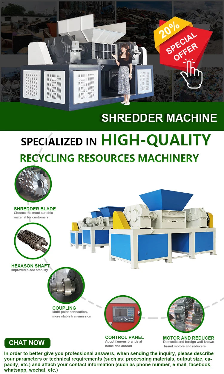 Waste Car Body Tire Recycling Two Shaft Shredder Machine Indusrtial Shredder